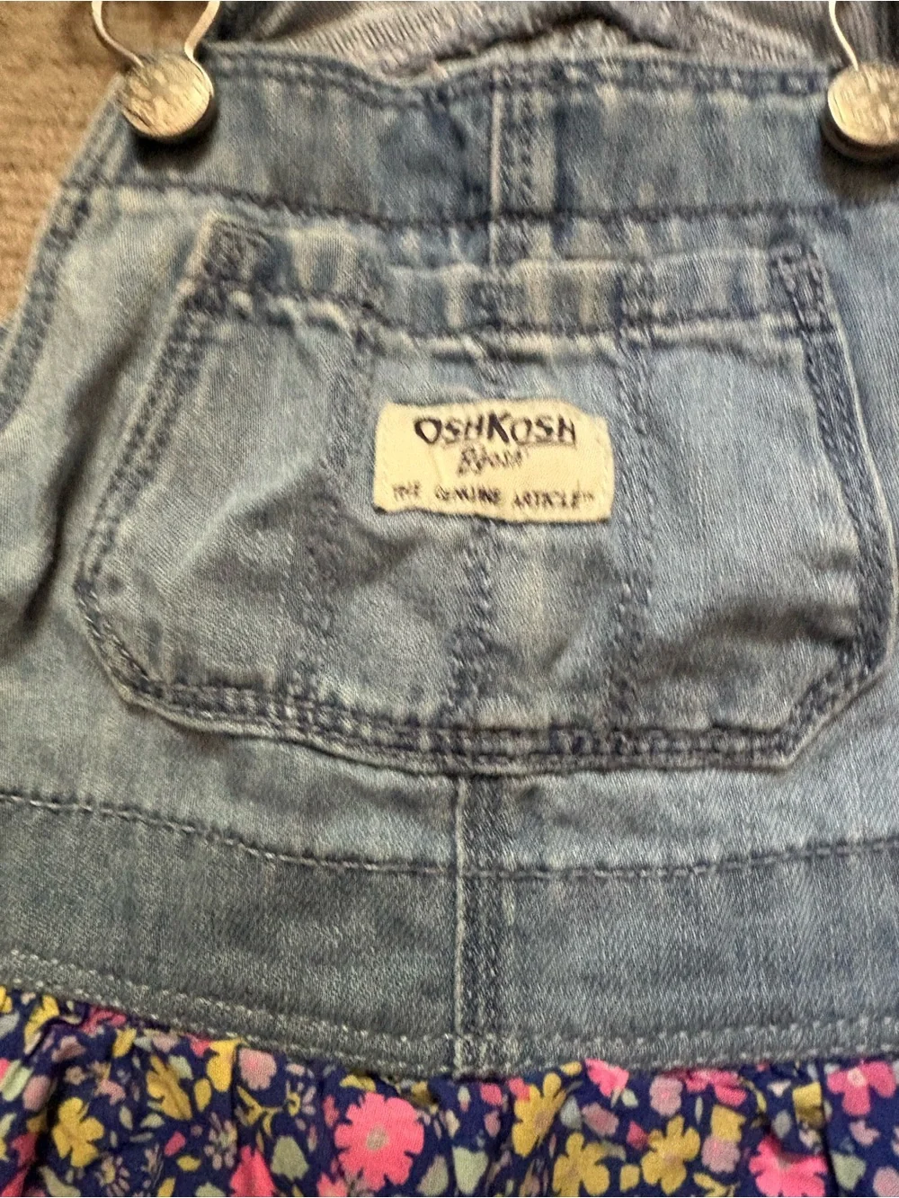 Oshkosh Floral & Denim Overall Jumper Dress